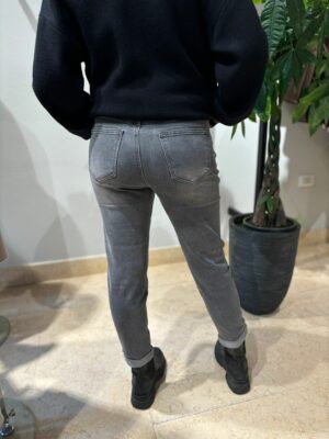Jeans Mom Fit Cotone Grigio - immagine 2
