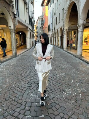 Giacca Maniche pailletes riga velluto - immagine 4