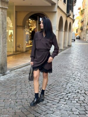 Abito Corto Raso Viscosa Pizzo