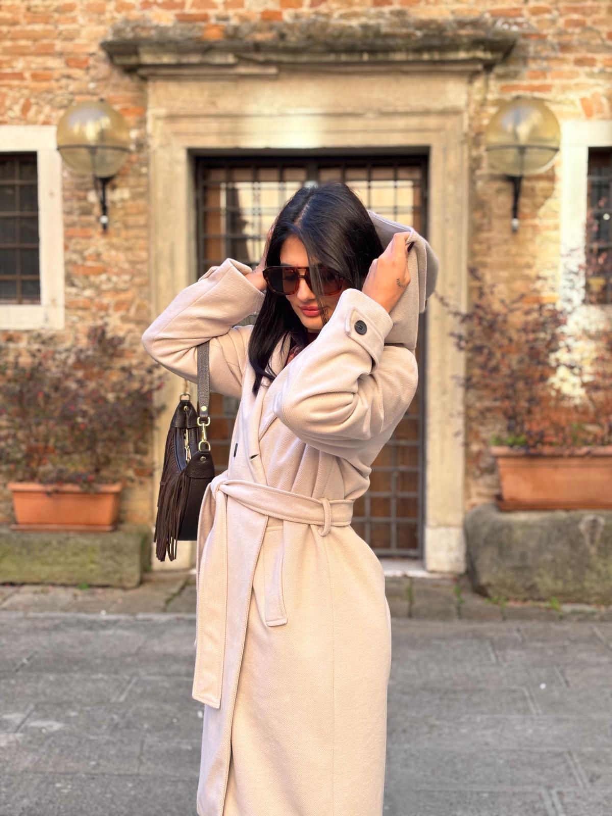 Cappotto cappuccio cintura