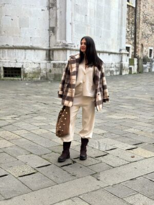 Pantaloni Maglia Viscosa Bottone Oro