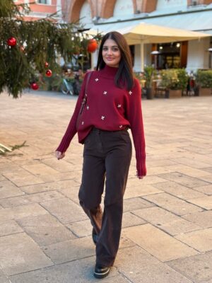 Pantalone velluto palazzo liscio