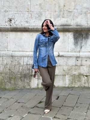 Camicia denim elasticizzata