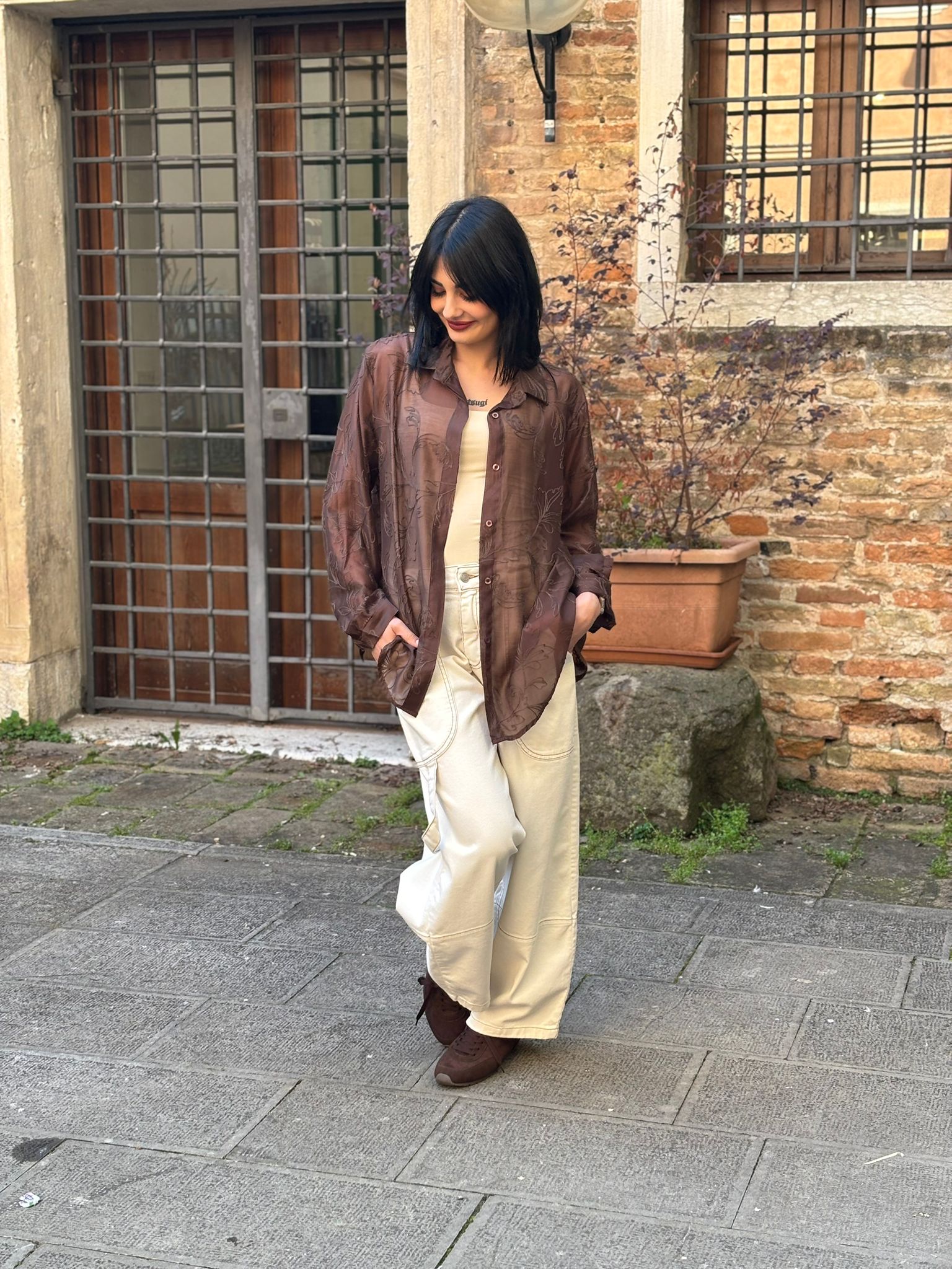 Camicia Tencel Ricamo fiore - immagine 6