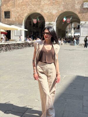 Gilet gessato cinturino